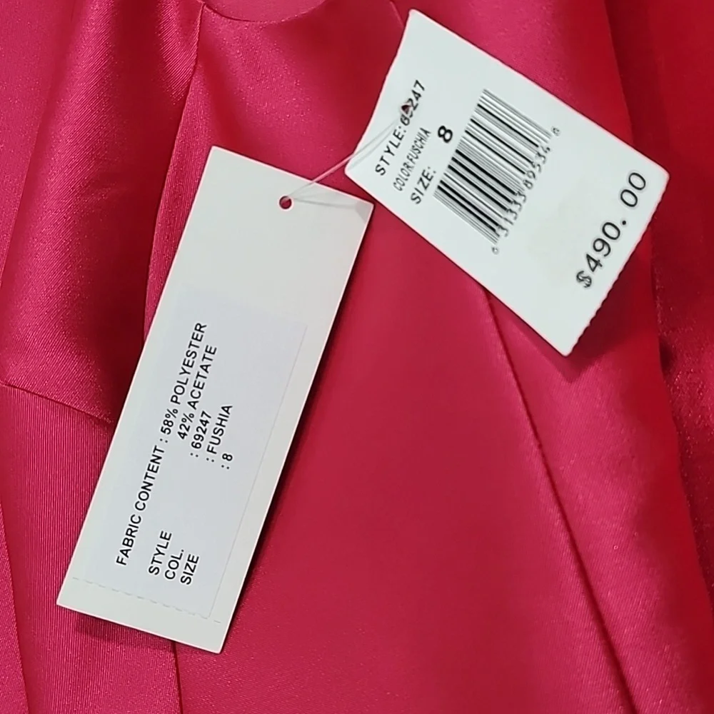 Teri Jon Fuschia Sleeveless V Neck Dress